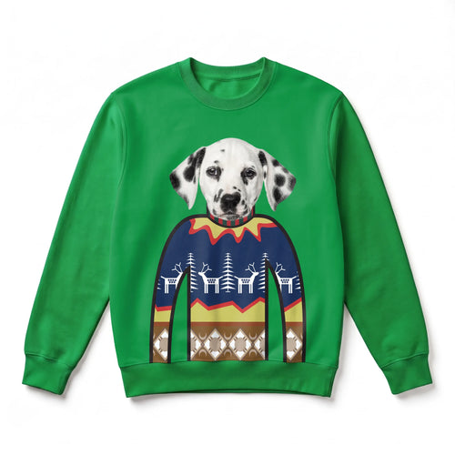 Custom Pet Face Christmas Sweatshirt (One Pet) CHRISTMAS RED