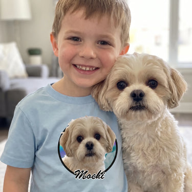 Children's Custom Pet in Circle Photo Upload T-Shirt