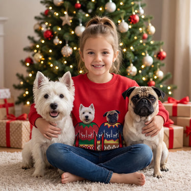 Children's Custom Pet Face Christmas Sweatshirt