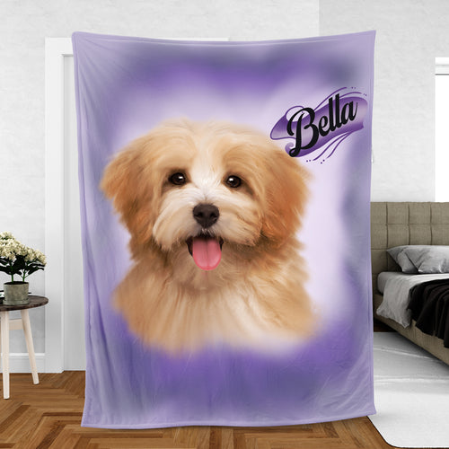 Retro Graffiti Pet Photo Blanket - One Pet