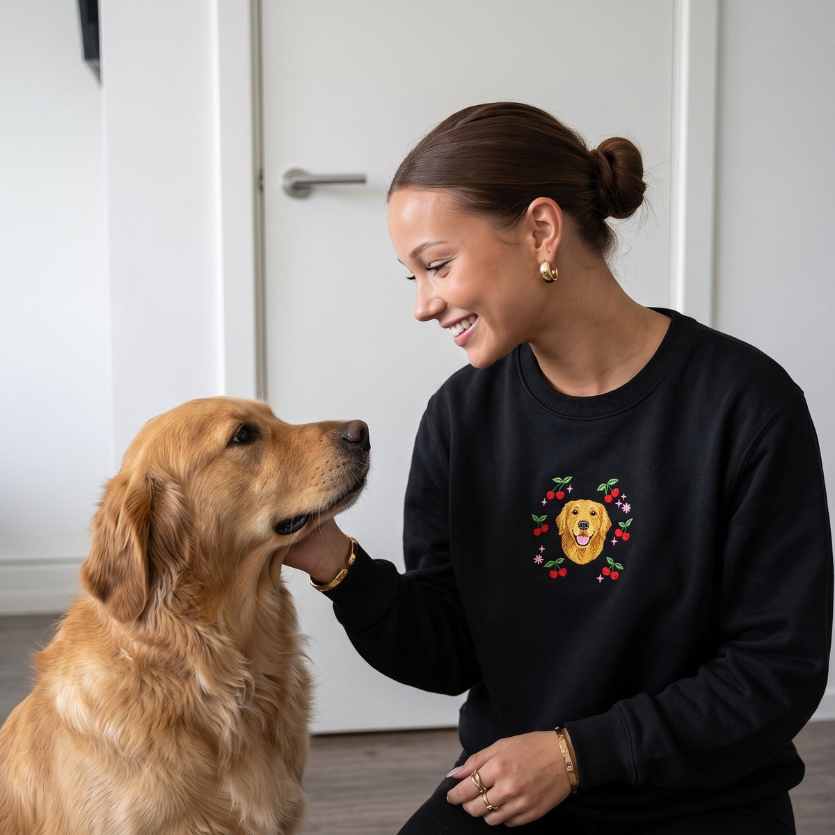 Custom Embroidered Pet Face Organic Cherry Sweatshirt