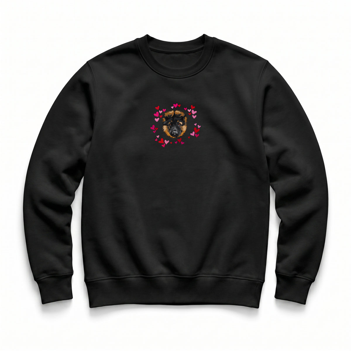 Custom Embroidered Pet Face Hearts Organic Sweatshirt