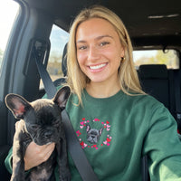 Custom Embroidered Pet Face Hearts Organic Sweatshirt