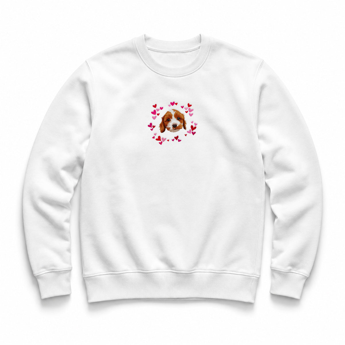 Custom Embroidered Pet Face Hearts Organic Sweatshirt