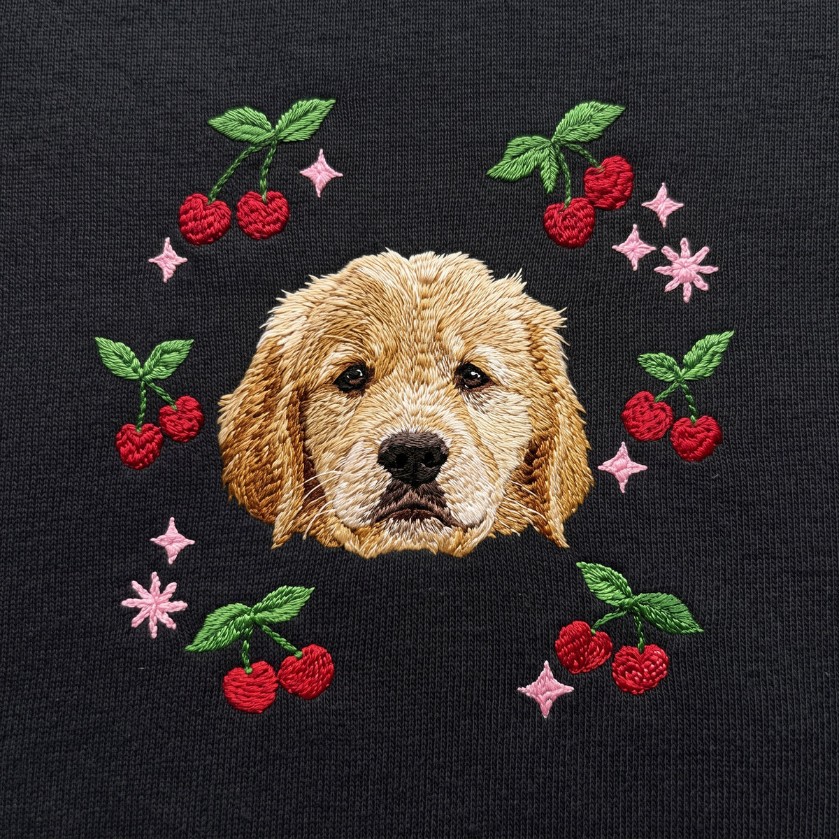 Custom Embroidered Pet Face Organic Cherry Sweatshirt