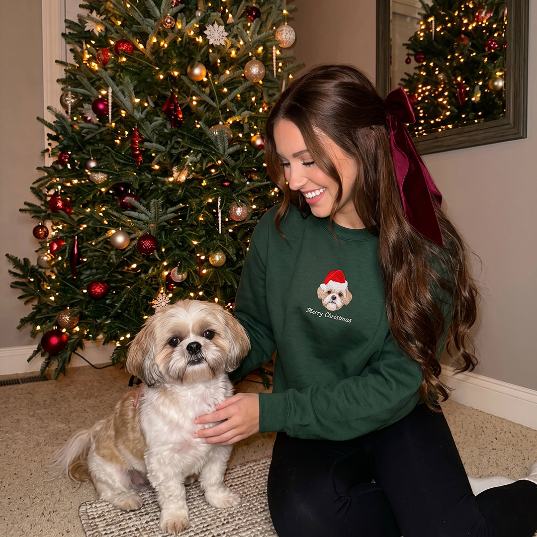 Custom Embroidered Pet Face Organic Christmas Jumper