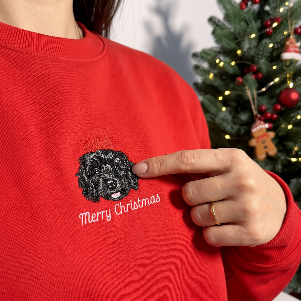 Custom Embroidered Pet Face Organic Christmas Jumper