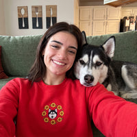 Custom Embroidered Pet Portrait Organic Sunflower Sweatshirt