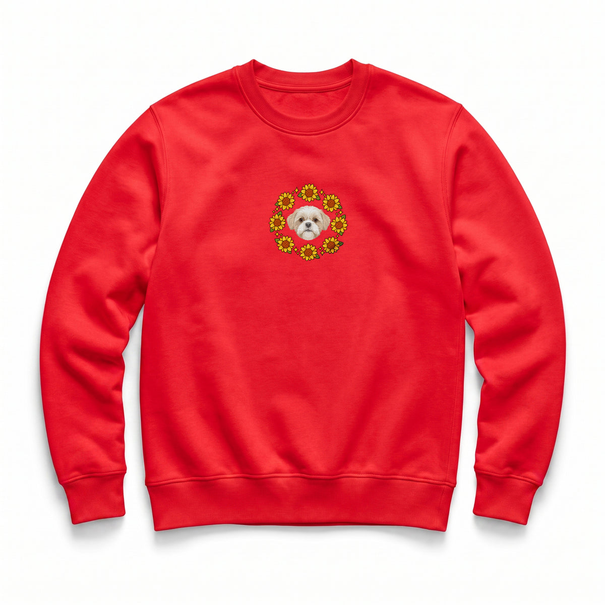 Custom Embroidered Pet Portrait Organic Sunflower Sweatshirt