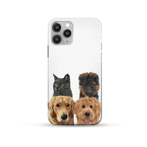 Crown and Paw - Phone Case Modern Pet Portrait Phone Case - Four Pets iPhone 14 / Without Name