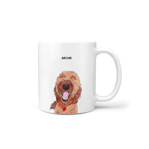 Crown and Paw - Mug Custom Watercolor Pet Portrait Mug - One Pet 11oz / With Name