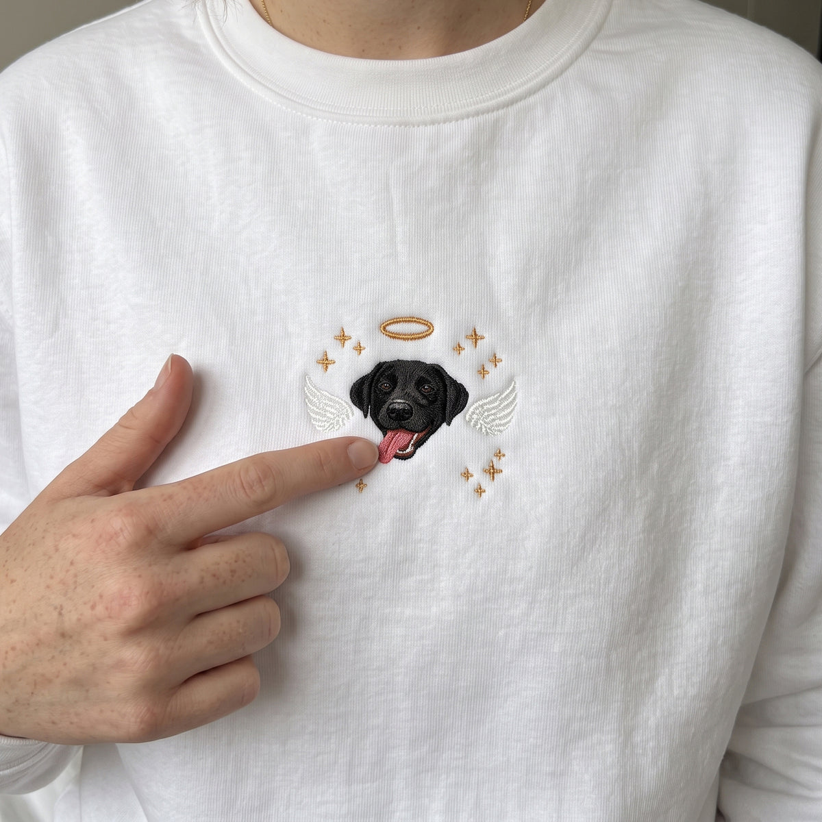 Custom Pet Memorial Sweatshirt with Embroidered Pet Portrait