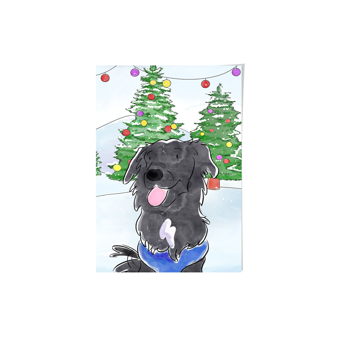 Christmas Watercolor Pet Portrait - One Pet