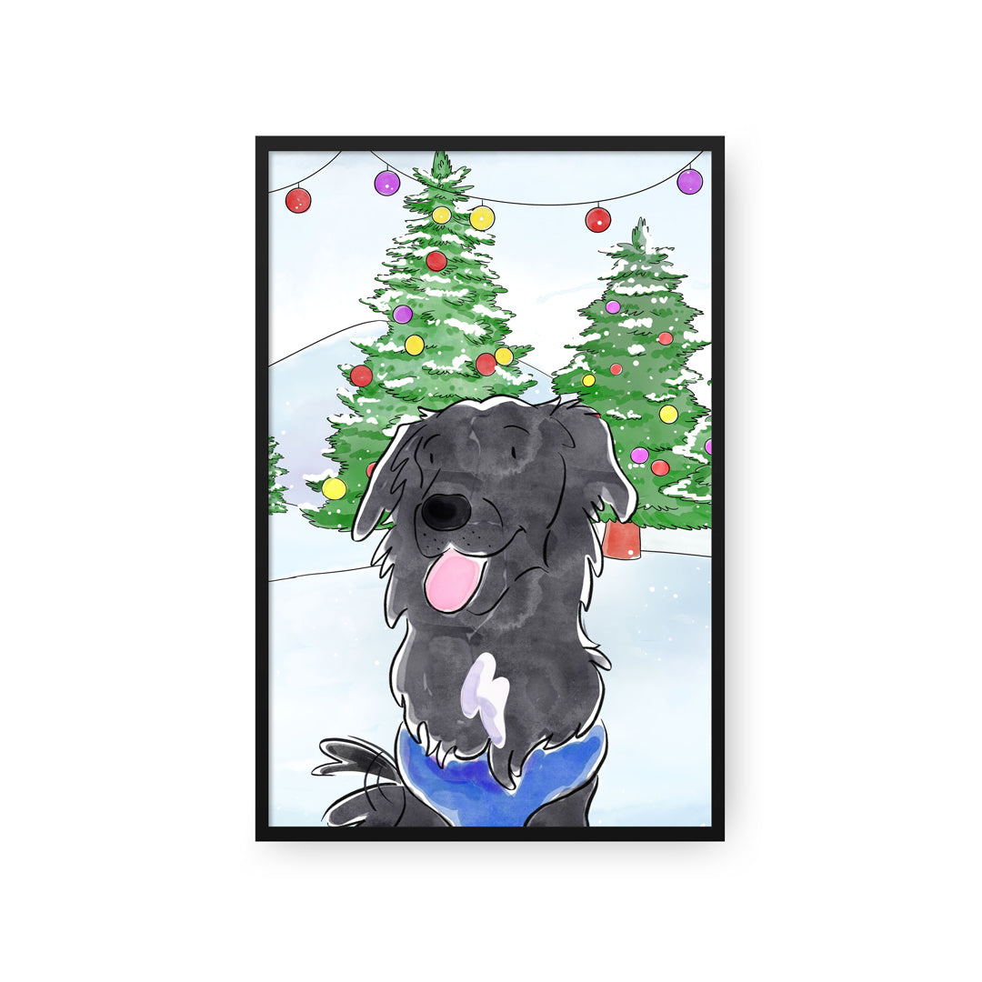 Christmas Watercolor Pet Portrait - One Pet