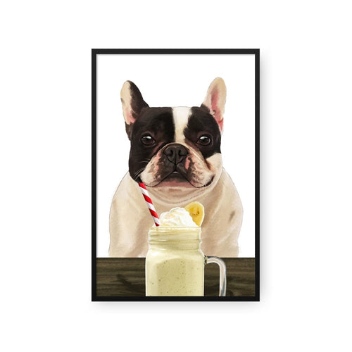 Crown and Paw - Framed Poster Custom Pet with Banana Shake Portrait - Framed Poster