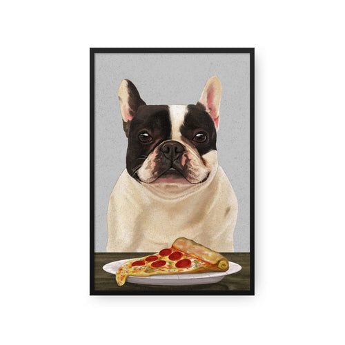 Crown and Paw - Framed Poster Custom Pet with Pizza Portrait - Framed Poster