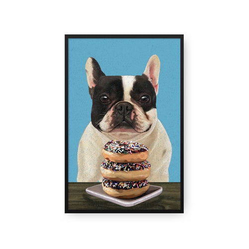 Crown and Paw - Framed Poster Custom Pet with Donuts Portrait - Framed Poster