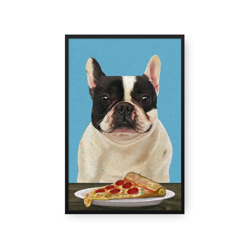 Crown and Paw - Framed Poster Custom Pet with Pizza Portrait - Framed Poster