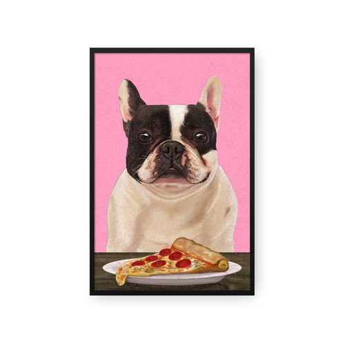 Crown and Paw - Framed Poster Custom Pet with Pizza Portrait - Framed Poster