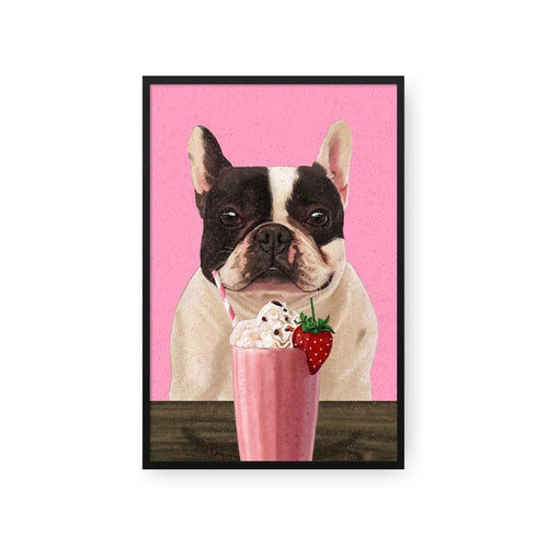 Crown and Paw - Framed Poster Custom Pet with Strawberry Shake Portrait - Framed Poster