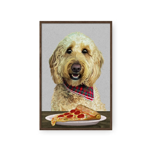 Crown and Paw - Framed Poster Custom Pet with Pizza Portrait - Framed Poster