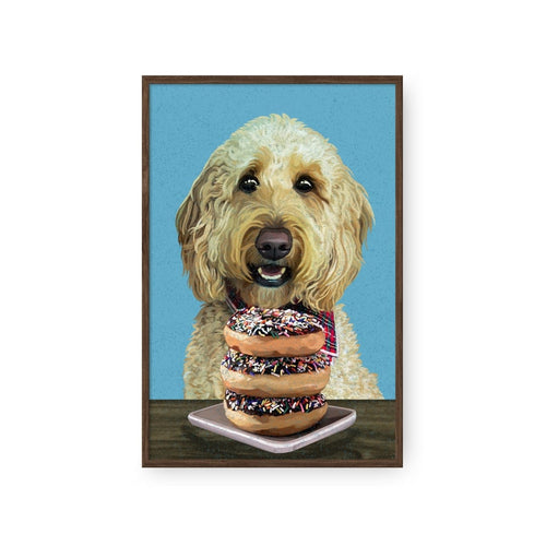 Crown and Paw - Framed Poster Custom Pet with Donuts Portrait - Framed Poster