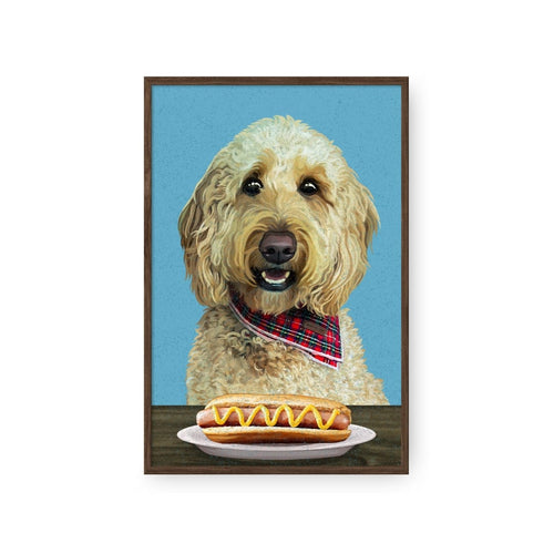 Crown and Paw - Framed Poster Custom Pet with Hot Dog Portrait - Framed Poster