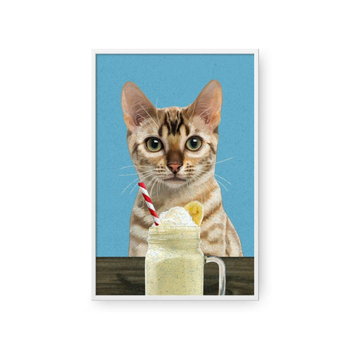 Crown and Paw - Framed Poster Custom Pet with Banana Shake Portrait - Framed Poster