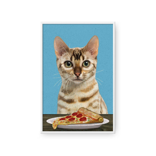 Crown and Paw - Framed Poster Custom Pet with Pizza Portrait - Framed Poster