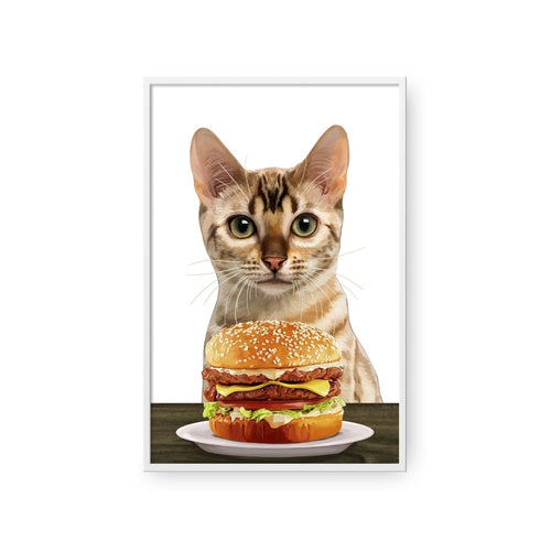 Crown and Paw - Framed Poster Custom Pet with Burger Portrait - Framed Poster