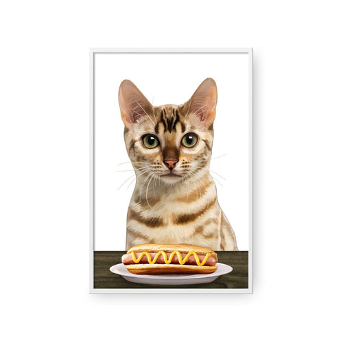 Crown and Paw - Framed Poster Custom Pet with Hot Dog Portrait - Framed Poster