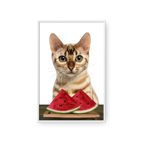 Crown and Paw - Framed Poster Custom Pet with Watermelon Portrait - Framed Poster