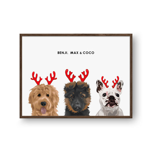 Christmas Pet Portrait - Three Pets