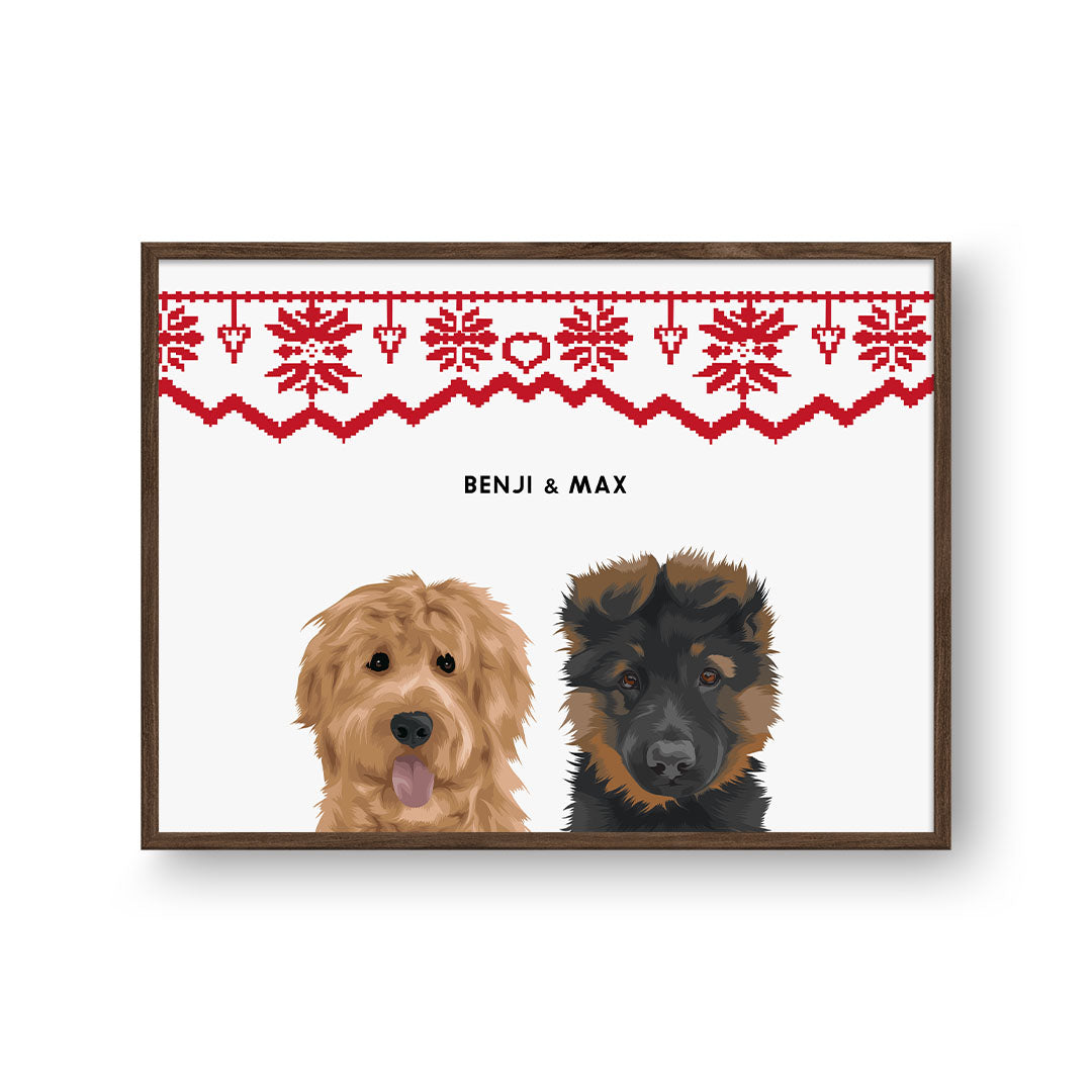Christmas Pet Portrait - Two Pets