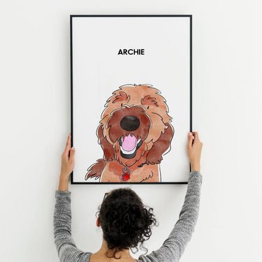 Watercolor Pet Portrait - One Pet, Framed Poster