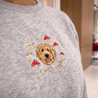 Custom Mushroom Embroidered Pet Face Organic Sweatshirt