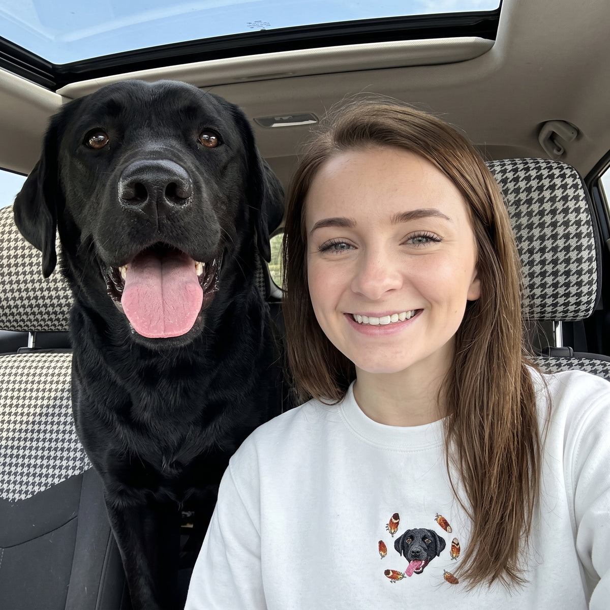 Custom Thanksgiving Embroidered Pet Face Organic Sweatshirt