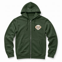 Custom Pet Face Embroidered Zip up Hoodie