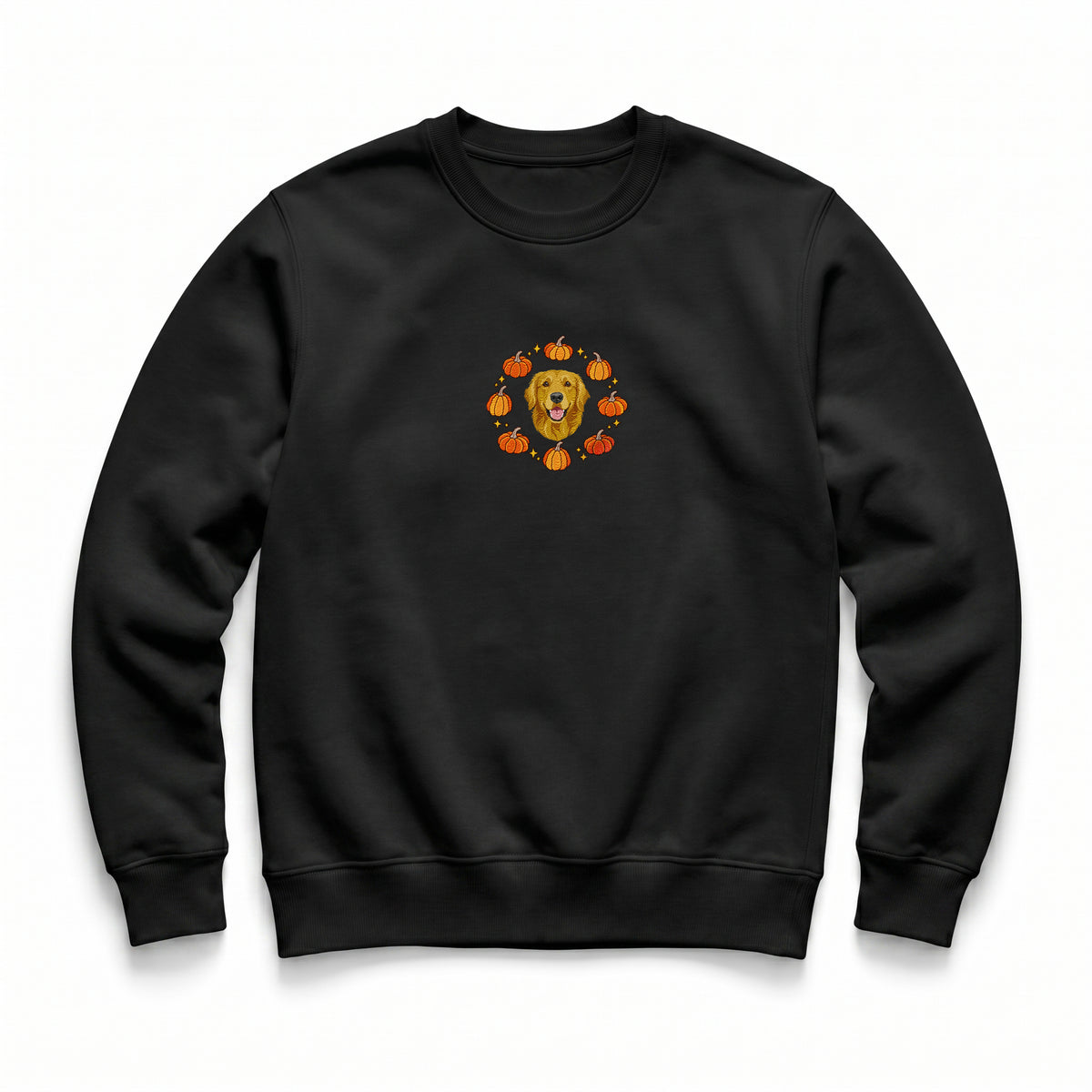Custom Halloween Pumpkin Embroidered Pet Face Organic Sweatshirt