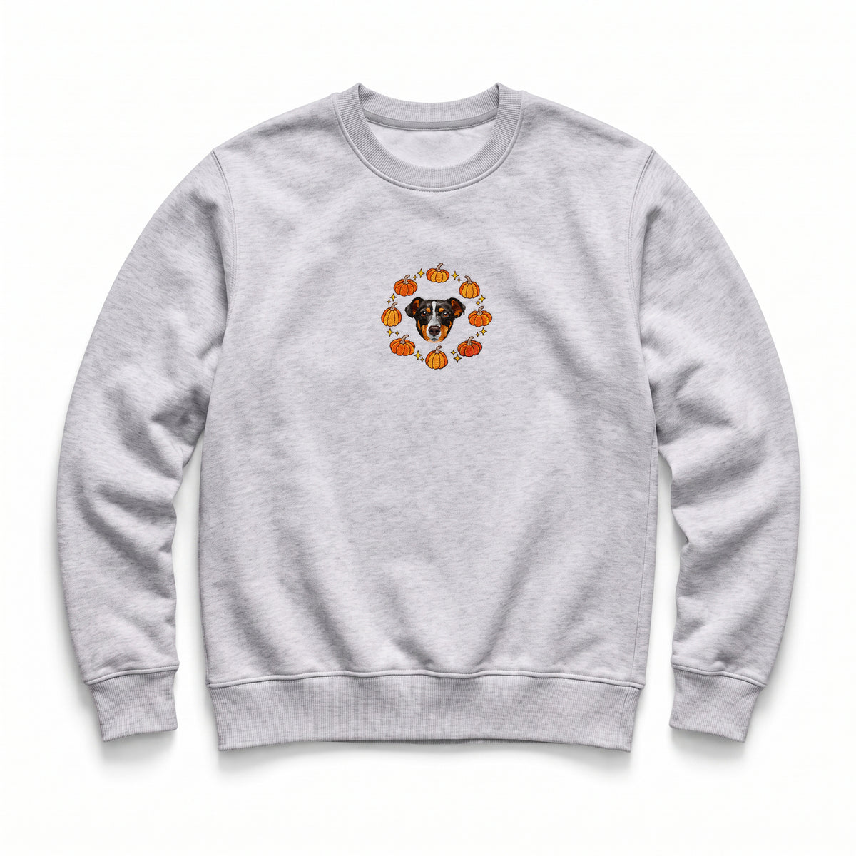 Custom Halloween Pumpkin Embroidered Pet Face Organic Sweatshirt