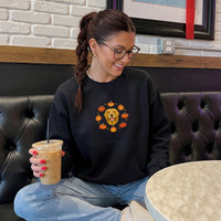 Custom Halloween Pumpkin Embroidered Pet Face Organic Sweatshirt
