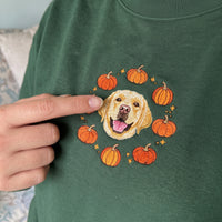 Custom Halloween Pumpkin Embroidered Pet Face Organic Sweatshirt