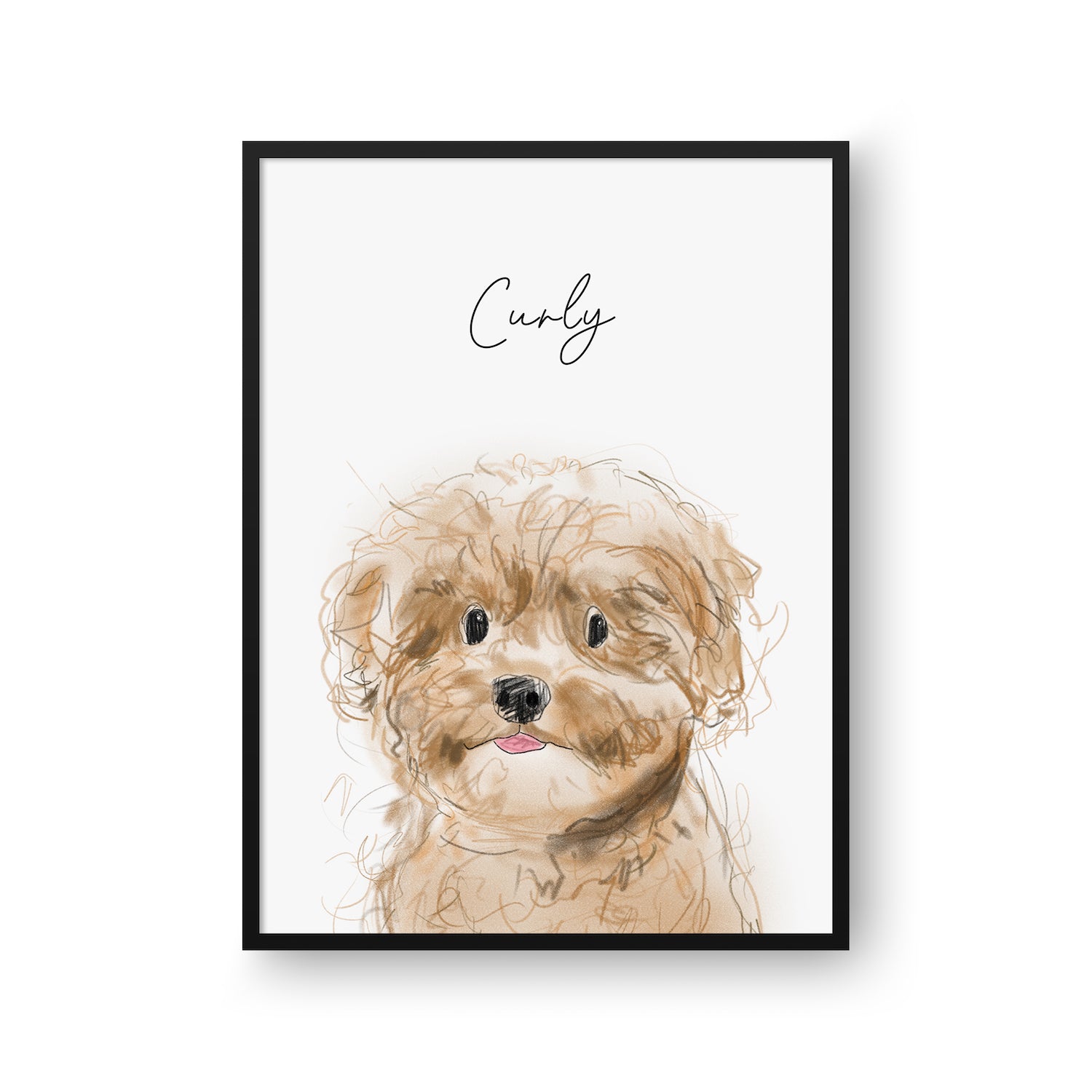 Cute Pet Sketch Portrait - One Pet