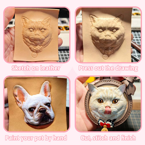 Handmade Leather Pet Face Keychain From Photos