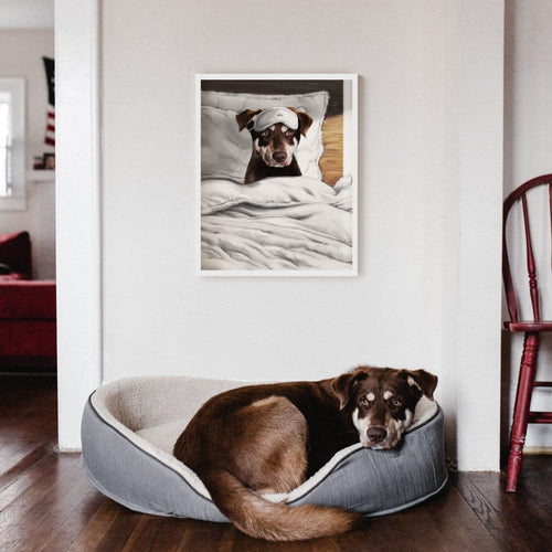 Crown and Paw - Framed Poster Custom Sleeping Pet Portrait - Framed Poster