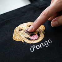 Embroidered Pet Face Organic Canvas Tote Bag