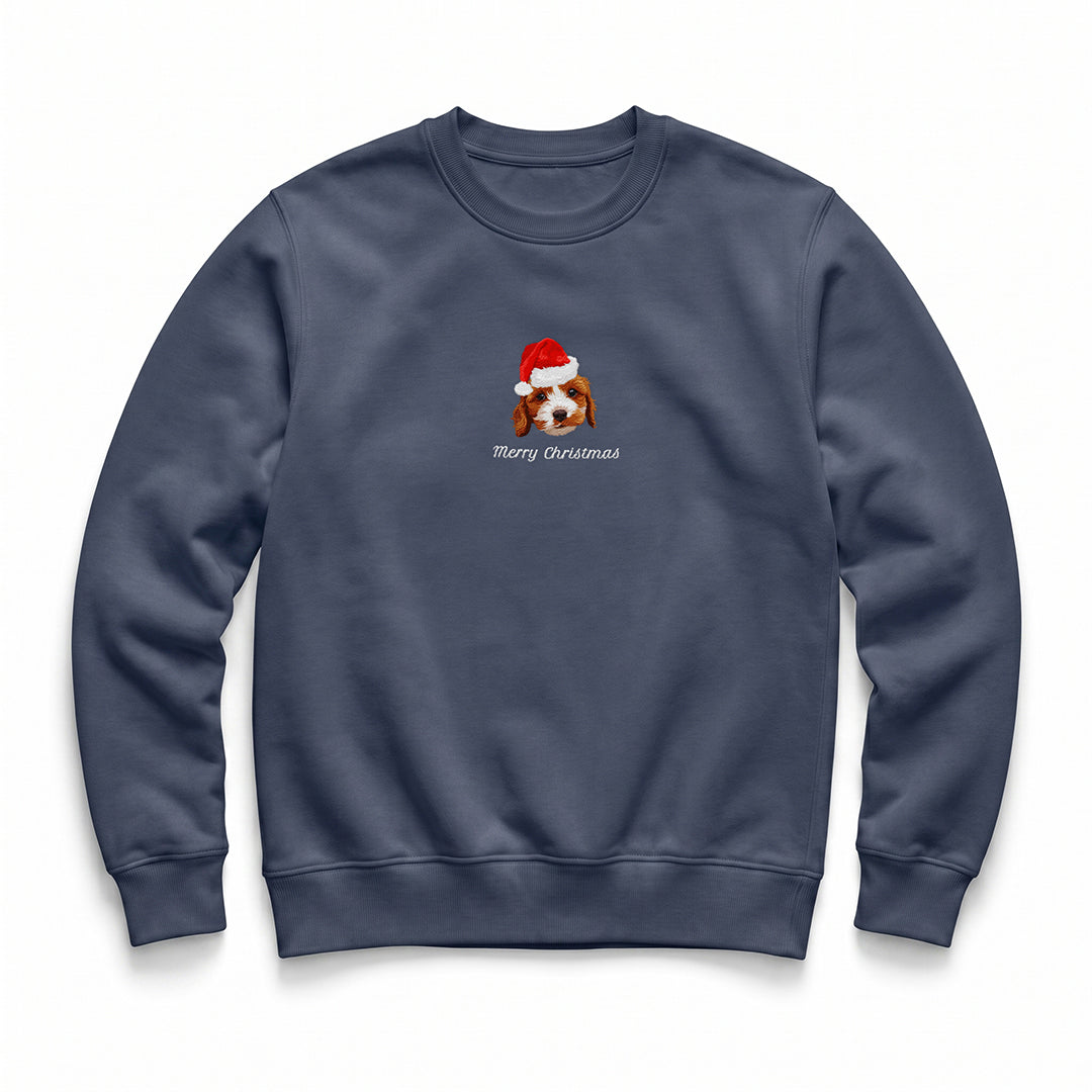 Custom Embroidered Pet Face Organic Christmas Jumper