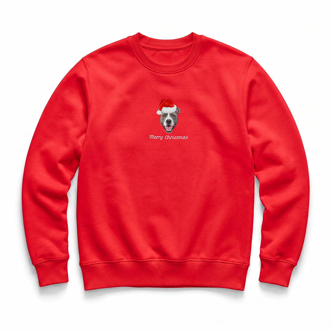 Custom Embroidered Pet Face Organic Christmas Jumper