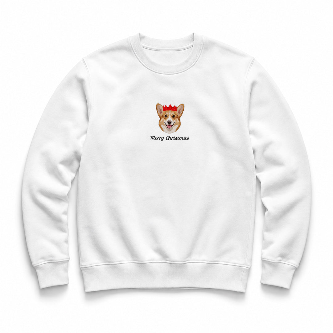 Custom Embroidered Pet Face Organic Christmas Jumper