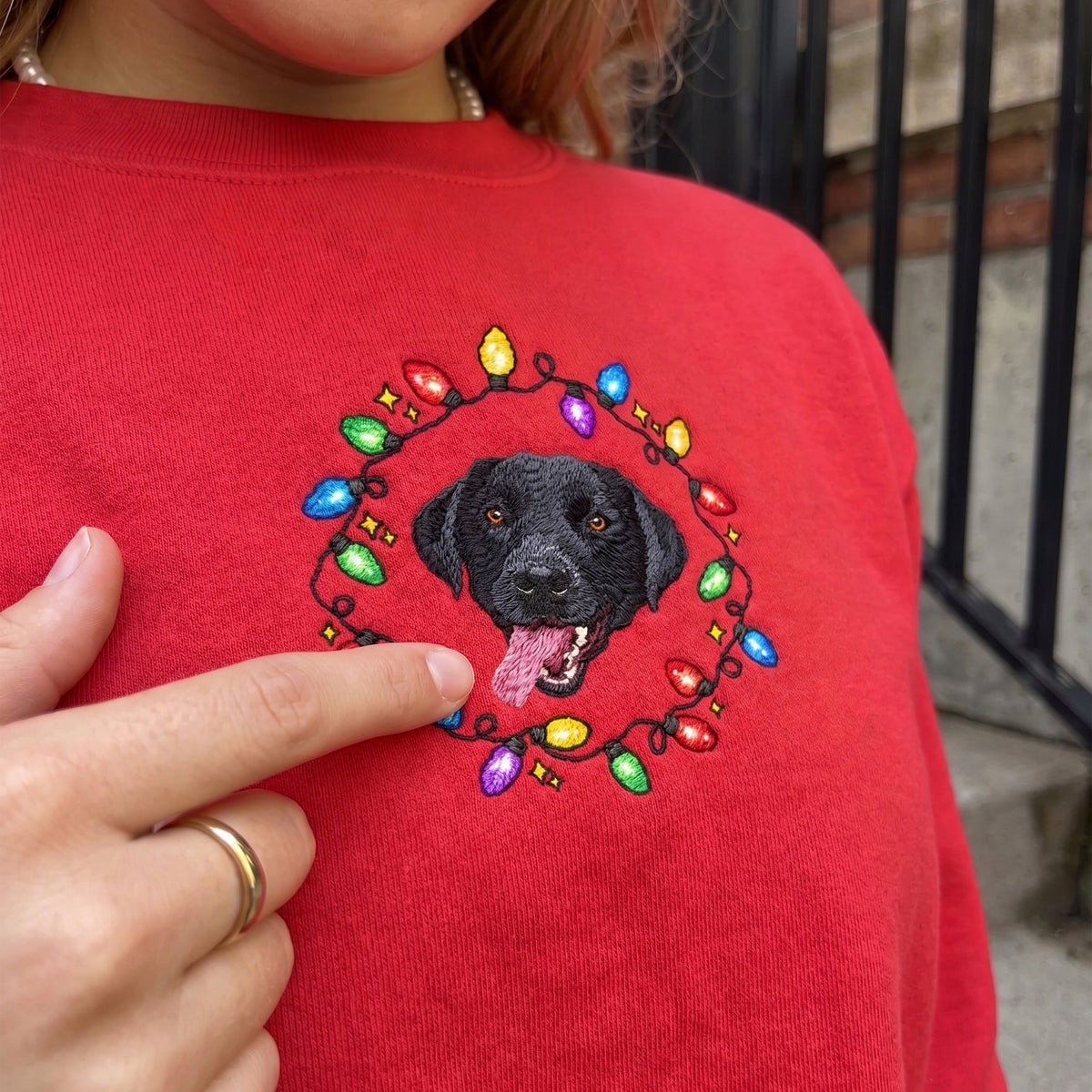 Custom Pet Face Fairy Lights Christmas Jumper